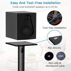PERLESMITH Universal Floor Speaker Stands for Surround Sound up to 22LB, 27.56 Inch Bookshelf Speaker Stand for Klipsch, Polk, Yamaha & Other Large Satellite, Bookshelf Speakers, Studio Monitors,1 P