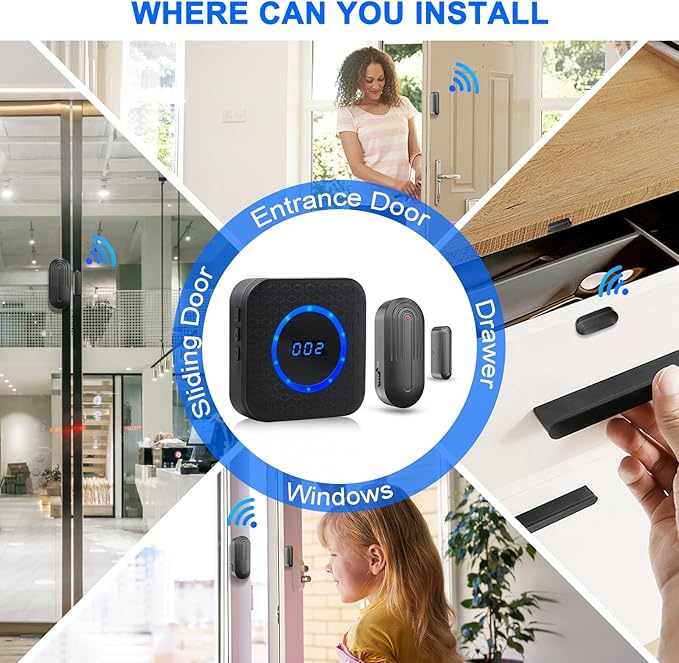 SanJie Wireless Door Chime for Business When Entering Door Entry Chime Door Bell with 800Ft Range Door Chimes When Door Opens for Home Door Alarm with Chime Adjustable Volume