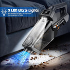 Gxzsk Handheld Vacuum Cordless, 16KPA Powerful Suction Hand Held Vacuum Cleaner Dust Busters Cordless Rechargeable, HD Display & 3 LED Lights, Portable Vacuum for Car, Home, Pet Hair