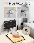 Zoxwzop Surge Protector Power Strip - 12 Outlets(1850W/15A) 6 USB Ports（2 USB C, 6FT Flat Plug Extension Cord, Wall Mount Multi Plug Outlet Extender, ETL Listed for Home, Dorm Room