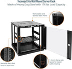 Tecmojo 12U Wall Mount Rack Cabinet, Heavy-Duty 176 Lbs High Load Capacity, 19” Enclosed Server Network Rack with Glass Door, 17.7” Deep – Elite Collection