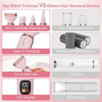 Electric Razors for Women, 4 in 1 Bikini Trimmer for Women, Wet & Dry Use Body Shaver, Nose Hair Face Eyebrow Arms Legs Armpit Underarm Pubic Area, Replaceable Lady Facial Razor Painless USB Charge