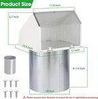10 Inch Hooded Wall Vent with Screen and Damper, Outdoor Wall Exhaust Vent Cover Cap for Kitchen Range Hood Dryer Exterior Ventilation and Outside Air Exhaust, Galvanized Steel, White
