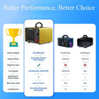 120,000mg/h 0zone Generator High Capacity Ozone Machine & 1 Billion Negative Ion Air Purifier for Home, Car, Pet Odor Removal, O3 Odor Eliminator up to 8,000 Sq. Ft.(Silver)