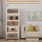 Extra Large Stackable Storage Bins with Lids & Wheels, 275QT-55QT/14GAL*5Pack Foldable Collapsible Closet Organizers Storage Cabinet with Doors for Bedroom Dorm