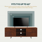 Trapeze TV Stand for Living Room – Wooden Media Console with Storage, Metal Legs, Large Walnut TV Stand for Stylish Home Entertainment Setup