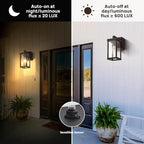JOKAONOTL Dusk to Dawn Porch Lights with GFCI Outlets Waterproof Outdoor Wall Lights Exterior Lighting Fixtures Modern Outside Lights Wall Mount for House Patio Garage,Gold Brown,11.8''H,1PC