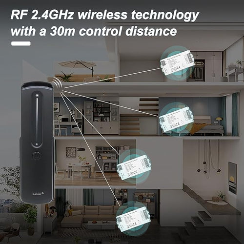2.4GHz RF Single Color LED Strip Controller Remote Kit, Wireless Remote & Tuya Controller Dimmer with Group Control Adjust Brightness Touch Slide for PWM 2Pin COB LED Strip Light DC5V DC12V DC24V