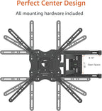 Amazon Basics Full Motion TV Wall Mount with Horizontal Post Installation Leveling for 32 to 86 inch TVs, Black