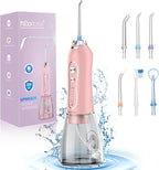 Water Dental Flosser Teeth Cleaner Pick, H2ofloss Cordless Portable Oral Irrigator,5 Mode IPX7 Waterproof Teeth Picks 300ML Rechargeable WaterFlosser for Home Travel (Pink)