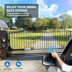TOPENS AT12131 Single Swing Gate Opener Heavy Duty Automatic Gate Motor for Single Swing Gates Up to 18ft, Electric Driveway Gate Operator AC Powered with Remote Control Kit Solar Compatible