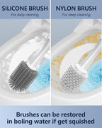 Leebein Electric Toilet Brush and Holder Set, 2025 New Toilet Bowl Scrubber Kit with 8 Replaceable Brush Heads, Disposable Toilet Brush with 6 Wand Cleaner Refills, 2 Pcs Crevice Cleaning Brush