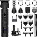 Scttomon Beard Trimmer for Men Professional Mens Beard Grooming Kit T-Blade Trimmer Electric Shaver Razor Nose Body Trimmer Hair Cutting Kit Cordless 7 in 1 Black