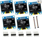 EPLZON 5 Pack 0.96 inch OLED IIC Display Module 128x64 Pixel Mini Self-Luminous Display Screen Board for Arduino Projects Raspberry Pi with Wire(White)