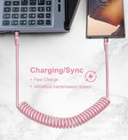 USB C to C Cable 3FT for Car, Coiled USB C Fast Charging Cable for iPhone 17/16/15, 2Pack Type C Cord for iPhone 15/Plus/Pro/Pro Max/Samsung Galaxy S23-Pink