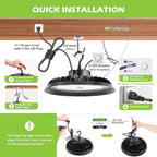 BFT UFO LED High Bay Light 200W 5000K Daylight High Bay LED Shop Lights 30000LM 1-10V Dimmable ETL Listed LED High Bay Light with 6ft US Plug Commercial Warehouse Lights
