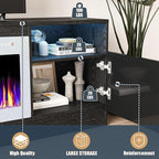 VITESSE TV Stand Fireplace with 36" inch Electric Fireplace Up to 80" TVs, LED Light Entertainment Center, 70" Modern Wood High Gloss with Highlight Storage Cabinet for Living Room (Black)