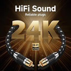 TODN HiFi RCA to RCA Audio Cables Audiophile with OFC Core for Subwoofer, Phono, Amplifiers, Speakers(6.5ft/2m, 1 Pair)