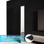 Art3d Fluted Wood Panel for Wall and Ceiling, Beaded Accent molding for Home Decoration, Pack of 4pcs + 1pc End-Trim, Size 108 x 5.7in.- Beaded Black