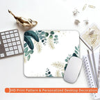 Armanza Square Mouse Pad Green Leaves, Personalized Premium-Textured Custom Mouse Mat Design, Washable Mousepad Cloth, Non-Slip Rubber Base Computer Mouse Pads for Wireless Mouse