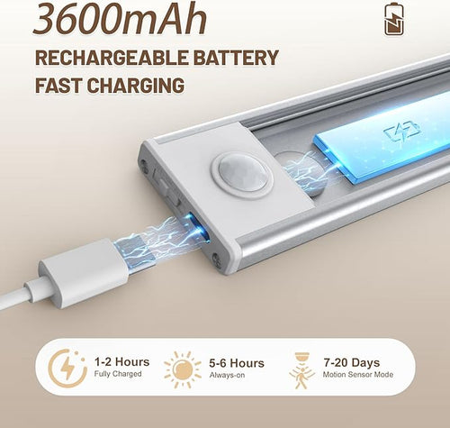 6 Pack Under Cabinet Lighting Wireless, 68 LED Rechargeable Battery Motion Sensor Light Indoor, Stick On Magnetic Closet Lights, Under Counter Lights for Kitchen, Stairs, Warm 16 in