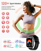 Smart Watch for Women Men Fitness: 1.85" Smart Watch with 30 Days+ Battery Life Make/Recive Call Heart Rate SpO2 Sleep Monitor 120+ Sport IP68 Waterproof Fitness Tracker Watch for iPhone Android Black