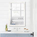 Tanmicoshomy White Shell Framed Rectangular Wall Mirrors for Bathroom, 24x36 Inch Mosaic Mirror for Bedroom Living Room or Entryway, Wall Mounted Horizontal or Vertical Hanging