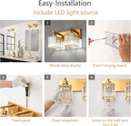 FDPBY Modern Bathroom Vanity Light 2-Lights Gold Crystal Bathroom Wall Light Vanity Light Fixtures，12.59-inch Modern Minimalist Design