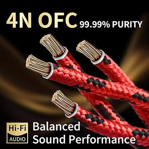9 AWG 2Pack Audiophile Speaker Cable – Speaker Wire with Banana Plugs,4N OFC Core,Nylon Braid,Audio Wire,Compatible with Amplifier,Speakers,AV Receiver& Home Theater(9.84ft/3m)