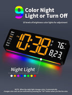 MASHI Digital Wall Clock, 16" Large Display Digital Clock with Remote Control, Auto-Dimming Wall Clock with Night Light, DST, Date Week,Temp for Living Room, Bedroom, Decor, Gift for Elderly