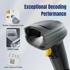 Tera Barcode Scanner Wireless with Cradle: 1280x1024 CMOS Global Shutter Industrial Grade Drop Resistant Reads DPM 1D 2D QR Codes Max 50 in Scan Range Works with Bluetooth 2.4G USB Wired CS7219i-BT