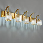 FDPBY 5-Light Crystal Vanity Light, Modern Gold Bathroom Wall Sconce with K9 Crystal Shades, 42.51" Long Over Mirror Lighting for Vanity, Makeup, Hallway, Elegant & Easy Installation