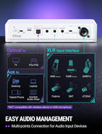 FIFINE Audio Mixer for Gaming with 7.1ch Surround Sound-Volume Knob-Mute-Voice Chat, RGB Computer Mixer with XLR Mic Interface Compatible wtih TV for Live Streaming-AmpliGame SC8W