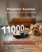Yeedi M12 PRO Robot Vacuum and Mop Combo, 11000Pa Powerful Suction, ZeroTangle Hair-Free Brush, Auto Mop Washing & Drying, Smart Obstacle Avoidance, Self-Emptying Dock, Ideal for Pet Homes