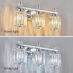 FDPBY Bathroom Vanity Lights 3-Light Chrome Modern Crystal Vanity Light Fixtures Over Mirror Crystal Bathroom Vanity Lighting Fixtures