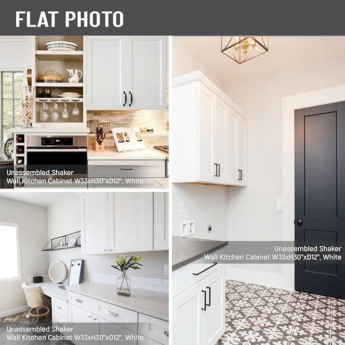 Wall Kitchen Cabinets, RTA Cabinets, White Shaker Cabinet, Wall Mounted, RTA Upper Cabinet, Modern for Kitchen and Bathroom with Door (White, 33" W x 30" H x 12" D)