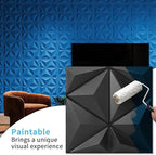 Art3d 20 Pack Decorative 3D Wall Panels, 19 Sq.Feet PVC Interior Wall Décor for TV Background, Bedroom, Living Room, 11.8"x11.8", Black