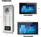 Wired Apartment Video Intercom System,1080P HD Video Doorbell, Compatible with 12 Units 7-inch Touchscreen,Supports Motion Detection,Two-Way Audio,Tuya Smart Home