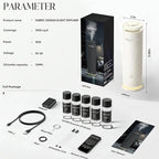 Waterless Scent Diffuser Starter Kit with 5 Oils, Luxury Hotel Style Cold Air Diffuser Oil Machine for Home, 1000 Sq Ft Coverage, Quiet Nebulizing Aromatherapy with Remote, Tower Fabric Design, Cream