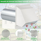 3 Inch Dryer Vent Cover Outside,Wall Vent Cover,Outdoor Dryer Exhaust Vent Cover for Dryer Duct Air Ventilation,Wall Mount Extractor Vent Cap with Screen and Damper,Galvanized Steel,White
