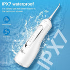 JNGOODS Cordless Water Dental Flosser Oral irrigator,JNGOODS 300ml Rechargeable Water flosser for Teeth IPX7 Waterproof 4 Modes Portable Oral Irrigator with 4 Jet Tips, Travel Home use (White)