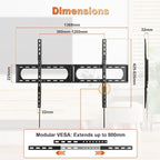 PUTORSEN 37-140'' Heavy Duty TV Wall Mount, up to 275lbs, Low Profile Fixed TV Wall Mount, with Quick Lock and Release, Max VESA 1200 x 800mm, Fits 16"/18"/24" Stud, Flush Slim Design