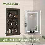 Recessed Medicine Cabinet,14x24 in Wall Bathroom Cabinet with Storage,Bathroom Niche for Shower Wall for Bedroom/Hallway,Black Shower Wall Niche Insert for Drywall,MDF