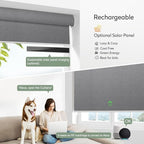 Zshine Motorized Blackout Window Blinds Customize Width (23-95 Inches) Remote Control Wireless and Rechargeable Roller Shades Blinds for Windows, Home, Office, Hotel, Club, Restaurant(82164D)