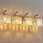 BBLLWJ Black and Gold Bathroom Lights Fixture 4-Light Bathroom Light Gold Brushed Brass Finish Crystal Vanity Light Fixtures Modern Bathroom Light Fixtures Over Mirror