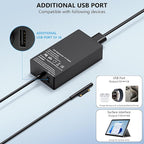 COWOOGMZ Surface Pro Charger-65W Surface Charger Compatible with Microsoft Surface Pro 9,8,7+,7,6,5,4,3,X,10,Surface Book 3,2,1,Surface Go 3,2,Surface Laptop Studio,Support 44W,36W,24W Surface Charger
