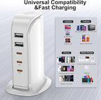 USB C Charger Block Multiport Upoy, Upgrade Charging Station with 3 Type-C PD 20W and 2 USB Ports, Desktop USB Tower Hub for Mutiple Devices, Travel/Home Power Adapter, Worldwide Compatible
