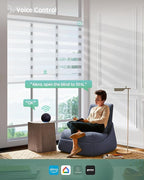 Yoolax Motorized Zebra Blinds Works with Alexa, Motorized Blinds with Remote Custom Size, Privacy Electric Zebra Shades for Windows (80% Shading White)