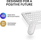 Logitech Pebble 2 Combo, Wireless Keyboard and Mouse, Quiet and Portable, Customizable, Logi Bolt, Bluetooth, Easy-Switch for Windows, macOS, iPadOS, Chrome - Tonal White