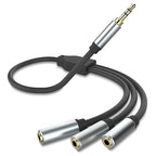 sovunis 3.5mm Stereo Audio Splitter Cable, Gold Plated 3.5mm (1/8") TRS 1 Male to 3 Female 3-Way Stereo Aux Splitter 1 Input 3 Output Stereo Audio Distributor Cable (3-Pole)